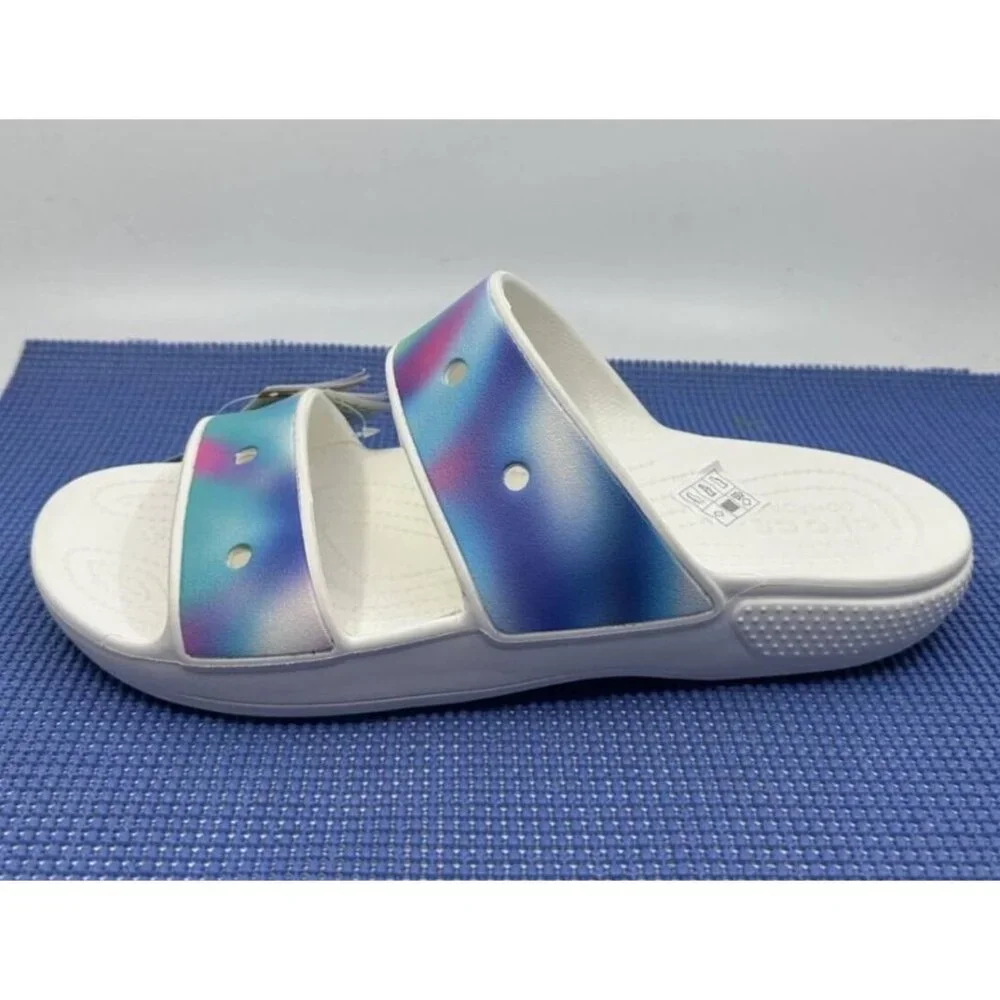 Crocs Classic Solarized Sandal Mens 12 White Multi New‎ Ombre Slides 207771-94S